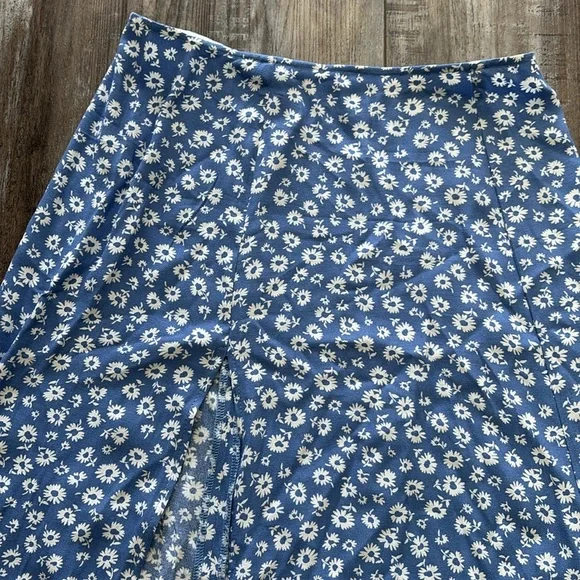 Reformation Zoe Blue Floral Slit Midi Skirt 8P - Picture 5 of 6